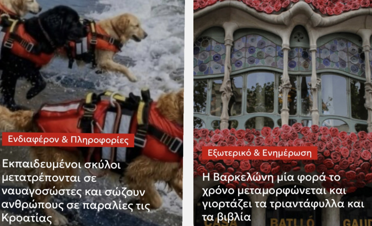 Εκπαιδευμένοι σκύλοι μετατρέπονται σε ναυαγοσώστες- Η Βαρκελώνη γιορτάζει τα τριαντάφυλλα και τα βιβλία